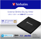 VERBATIM ext. Slimline USB 3.0 Blu-ray Writer USB-C