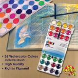 Watercolor Paint Set (36 Colors + Brush)