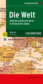 Weltkarte: Aktuelle politische Karte in historischem Stil, 1:20.000.000, gefaltet, freytag & berndt: 137,5 x 96 cm, Politische Weltkarte in antiker Optik