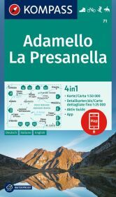 KOMPASS Wanderkarte 71 Adamello, La Presanella 1:50.000: 4in1 Wanderkarte mit Aktiv Guide und Detailkarten inklusive Karte zur offline Verwendung in der KOMPASS-App. Fahrradfahren. Skitouren. Reiten.